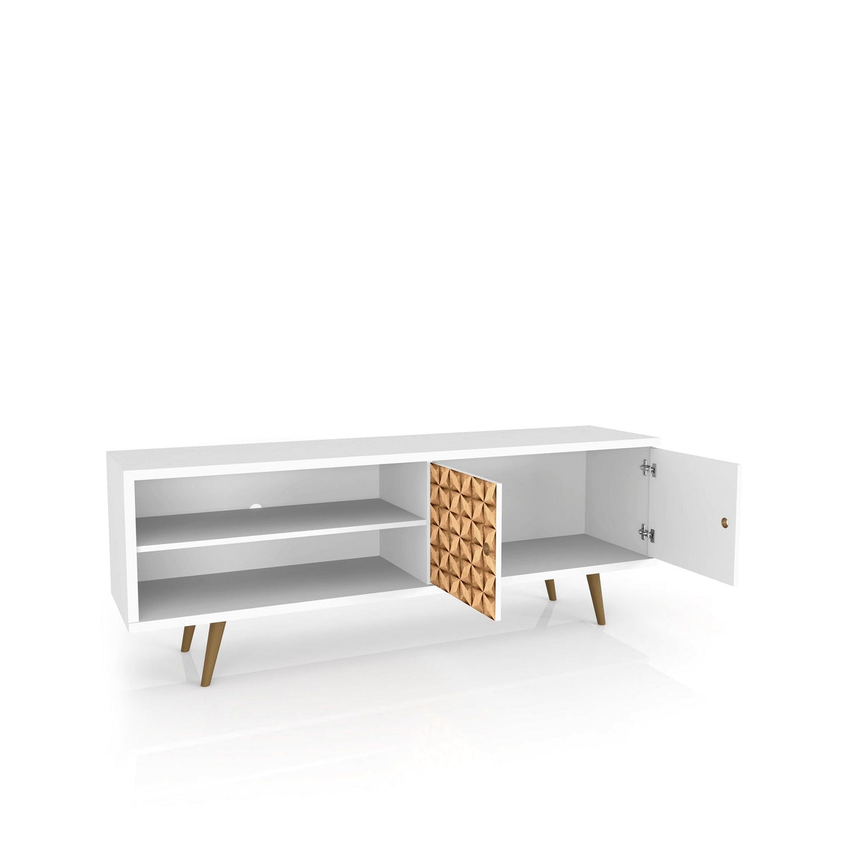 Liberty - TV Stand & 2 Open Shelves - Natural / White