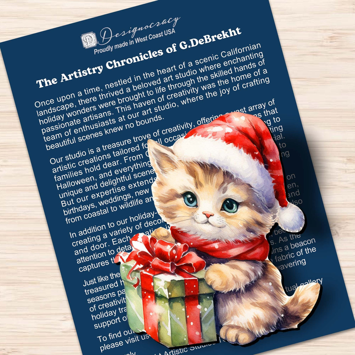 Christmas Cats Clip-On Eco Wood Decorative Ornaments Set of 3 by G. Debrekht - Christmas Decor - 8091016C-S3
