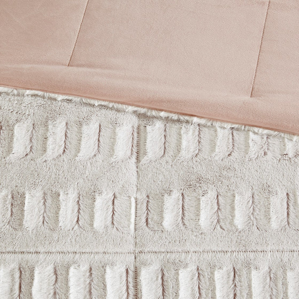 King/Cal King Back Print Long Fur Comforter Mini Set
