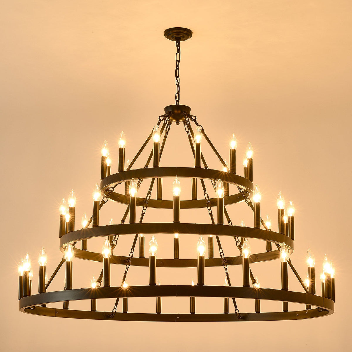39.37 Inch 3-Tiers Wagon Wheel Chandelier