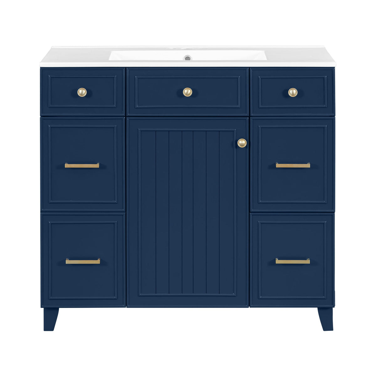 Bathroom Vanity With Ceramic Sink, Soft Close Doors, Adjustable Shelves