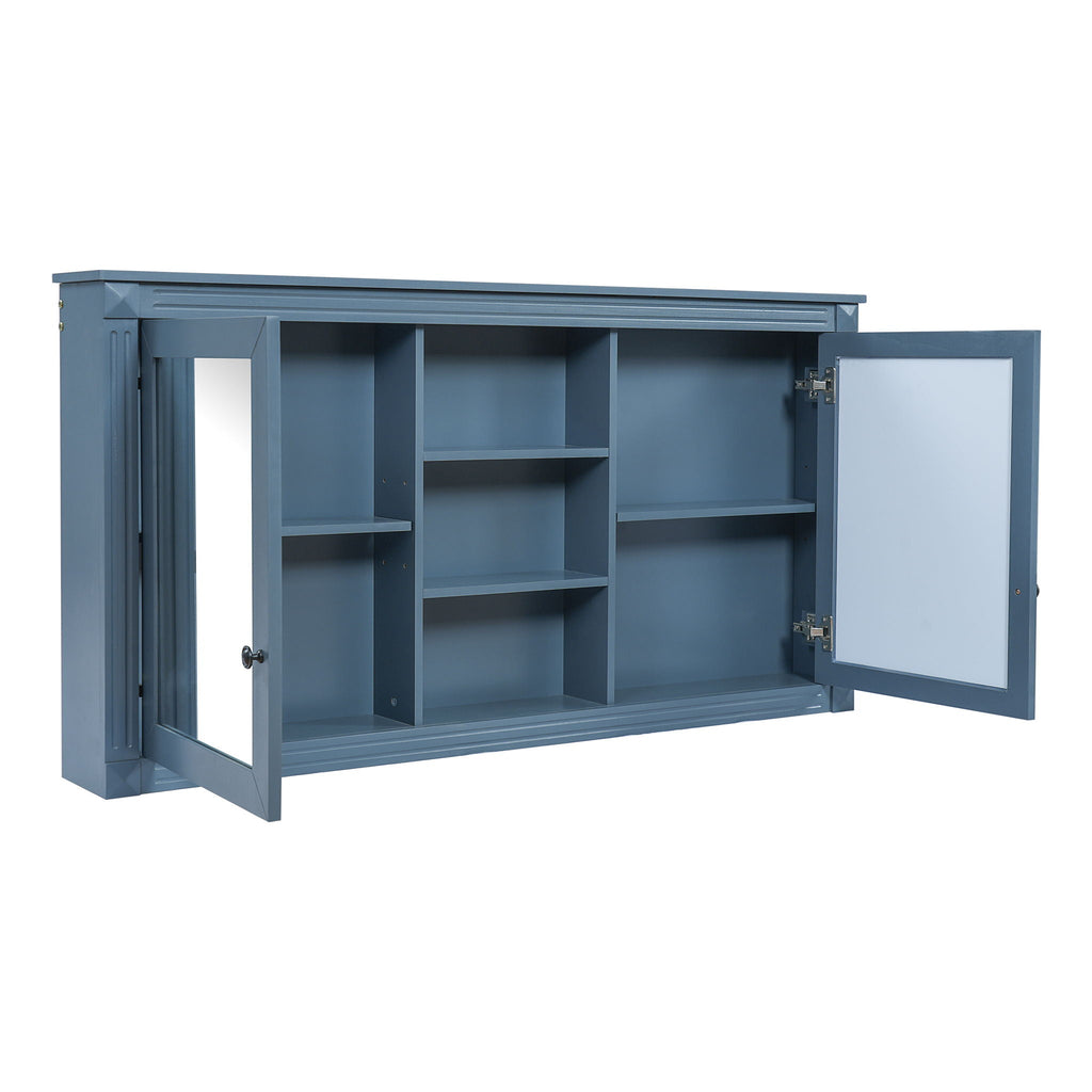 Modern Wall-Mount 2 In 1 Mirror Cabinet With Adjustable Shelves, Soft-Closing Hinges