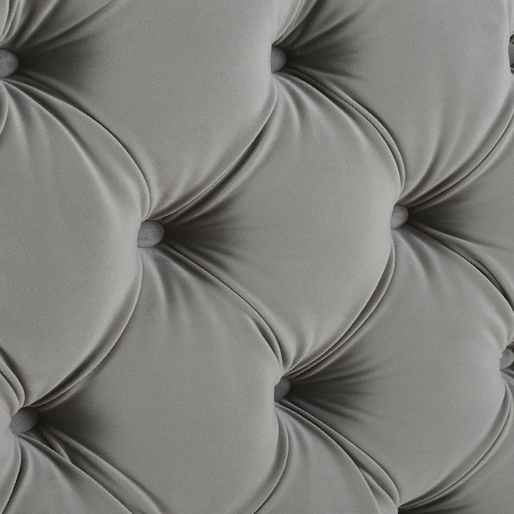 Brooklyn King Tufted Panel Bed Headboard and Footboard Set, Opal Grey Velvet