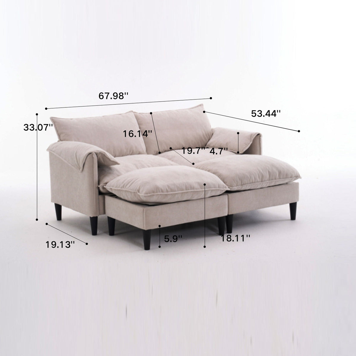 Convertible Combination Sofa With Footstools With Storage