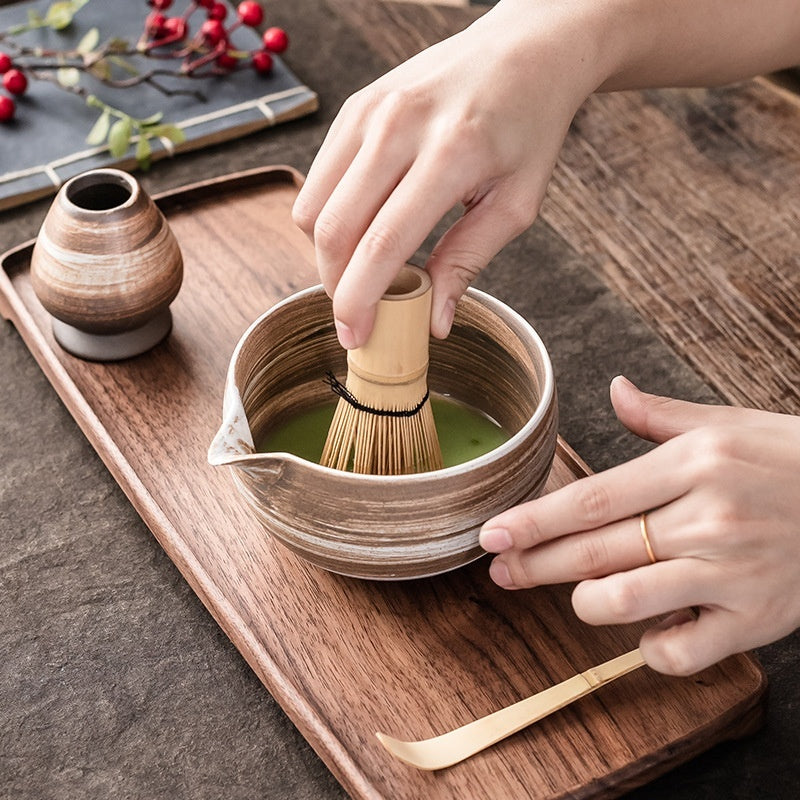 Japanese Ceramic Matcha Tea Bowl Japanese Tea Set Whisk Bamboo Matcha Brush Tea Ceremony Zen