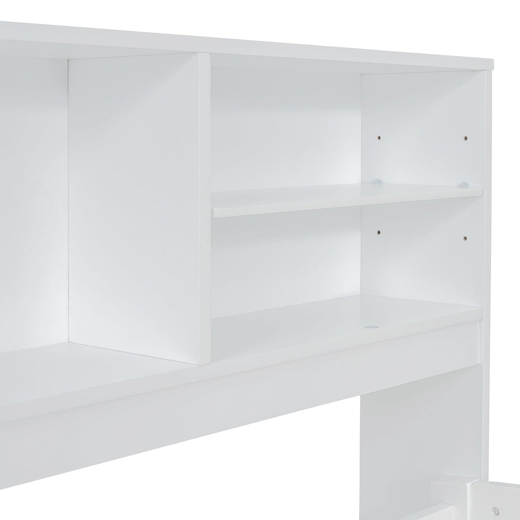 Daybed With 2 Bedside Cabinets, Upper Shelves And 4 Drawers