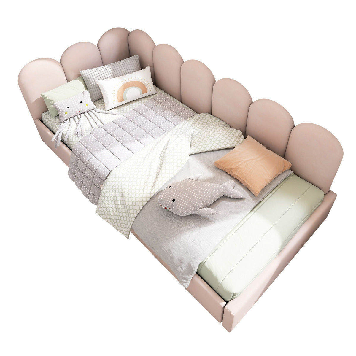 Upholstered Daybed With Metal Slatted Base