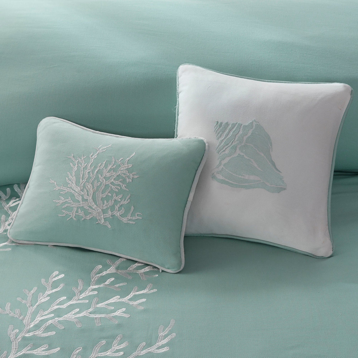 Oversized Cotton Jacquard Comforter Set Aqua Cal King