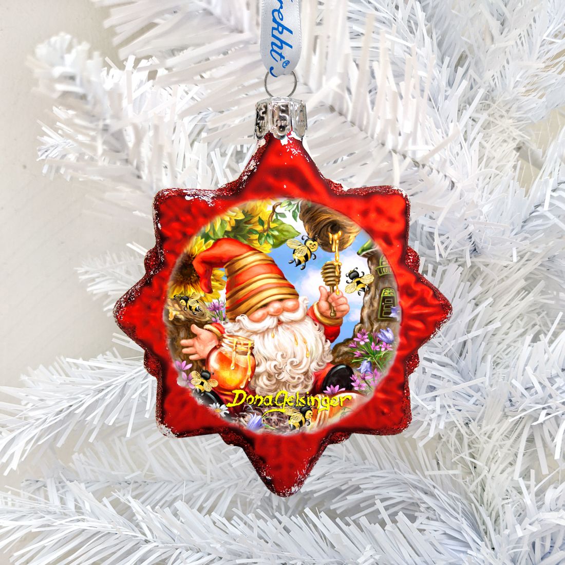 Honeycomb Gnome Dwarf Mercury Glass Ornament by D. Gelsinger - Christmas Decor - 778108-DG