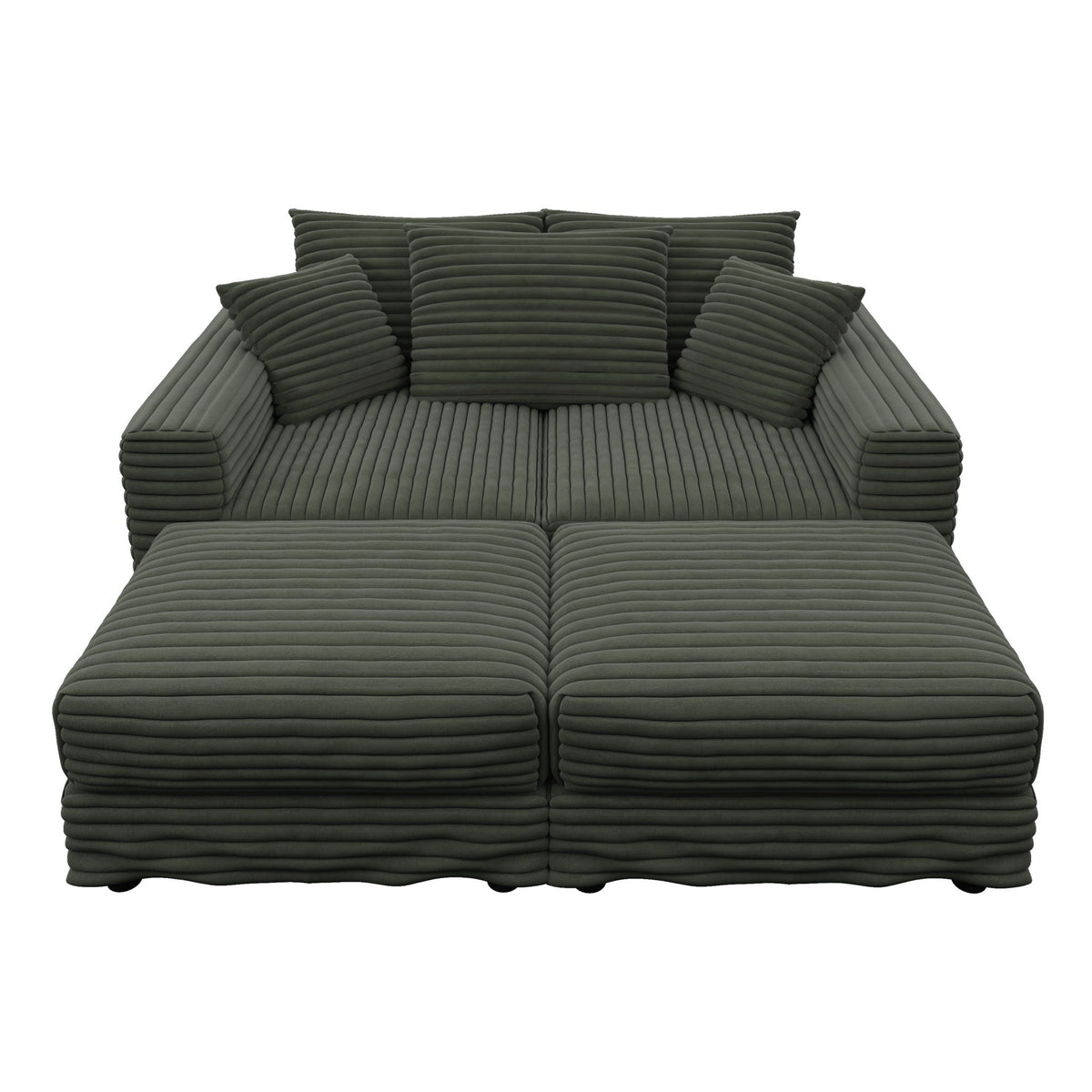 Convertible Deep Seat Sofa With Soft Pillows And Ottomans