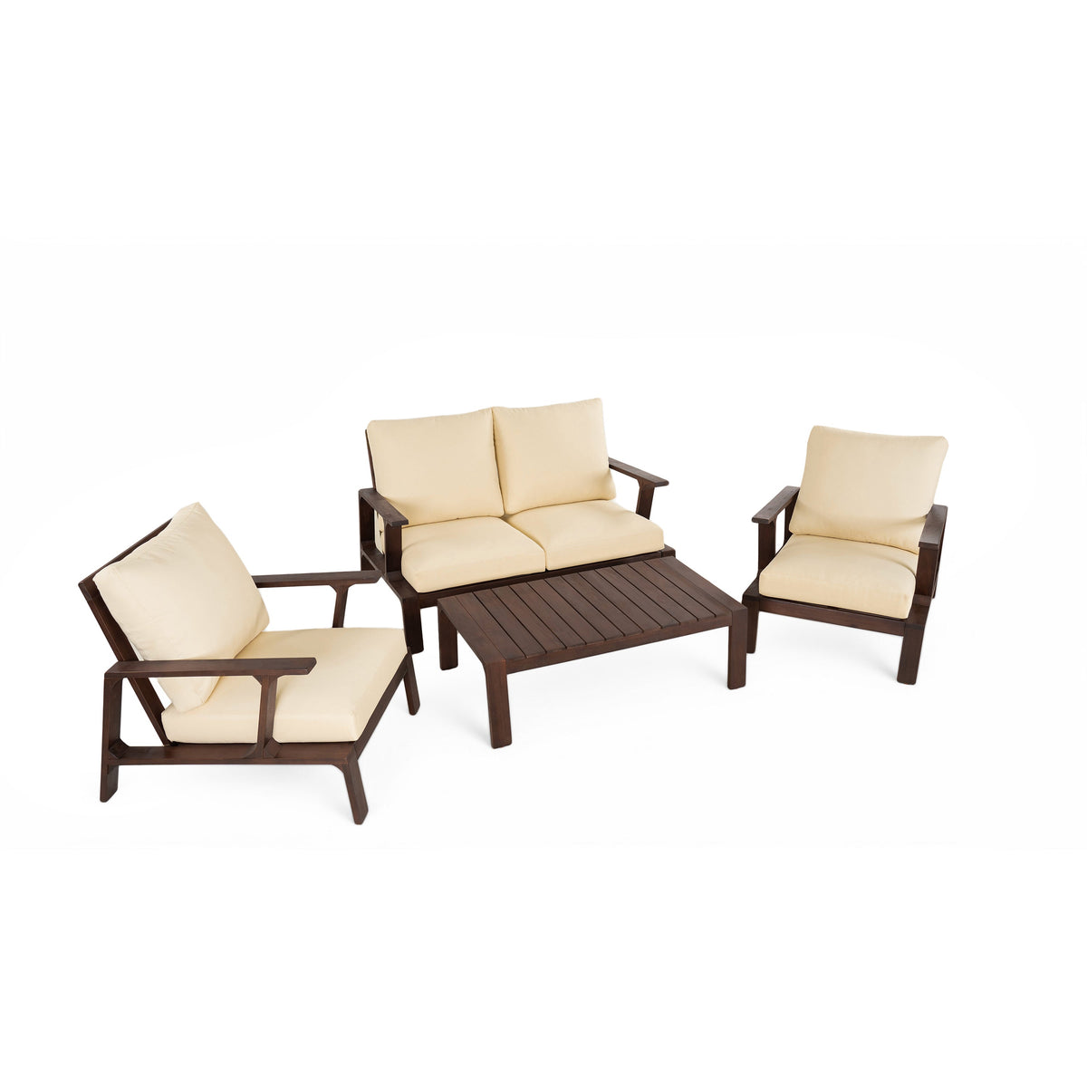 4 Pieces Outdoor Sofa Set with Cushions and Coffee Table