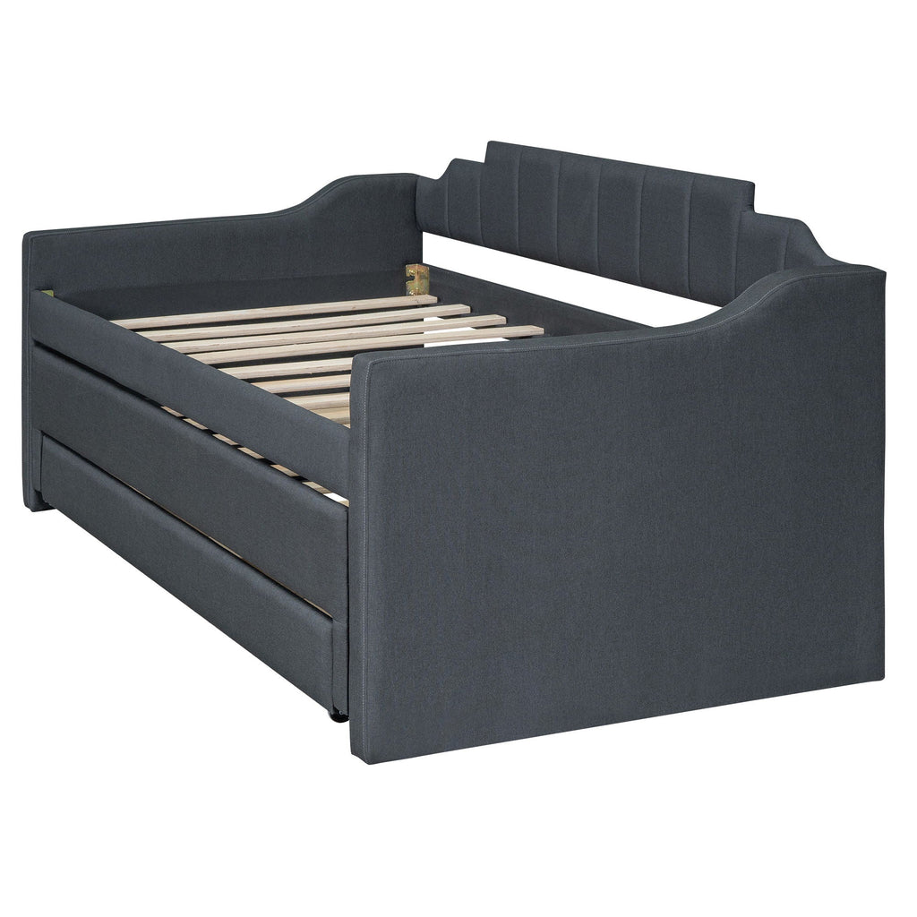 Upholstered Simple Design Daybed With Trundle And 3 Drawers