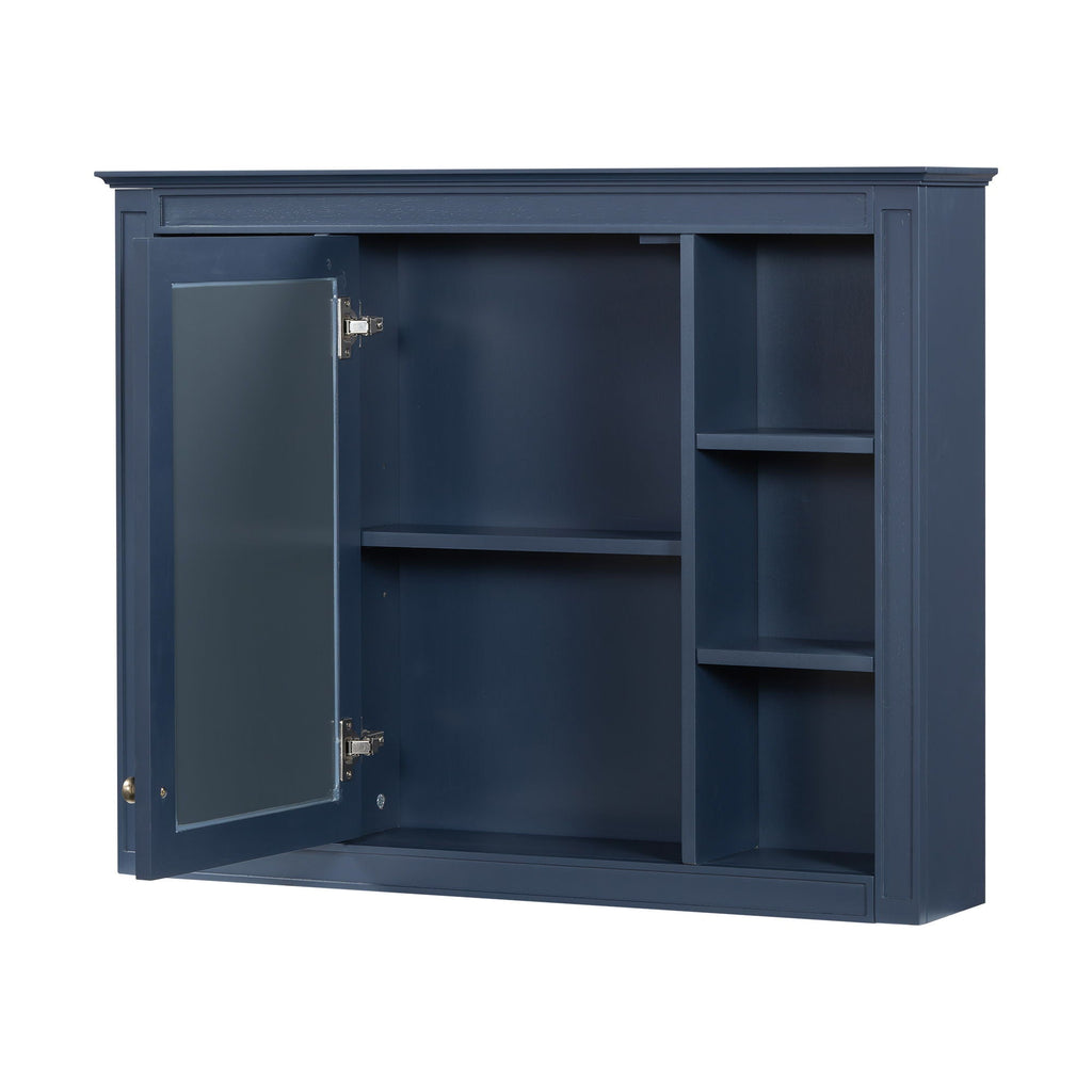 Wall Mounted Medicine Cabinet With Mirror, Storage Cabinet Featuring 6 Open Shelves And Adjustable Interior