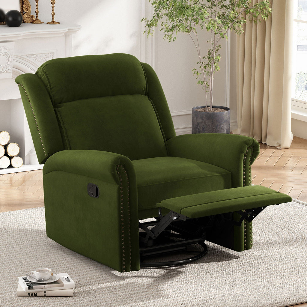 360 Degrees Swivel Manual Rocking Recliner with Adjustable Backrest