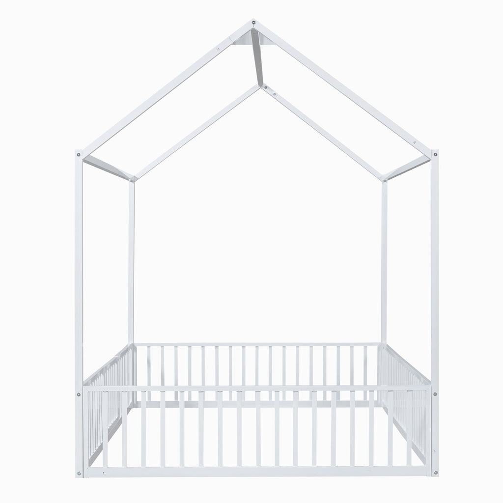 Metal House Bed With Fence And Door