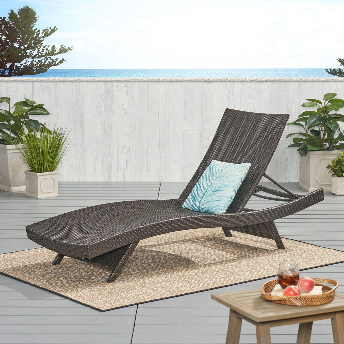 Mysticism Outdoor Chaise Lounge with Adjustable Backrest and Foldable Legs