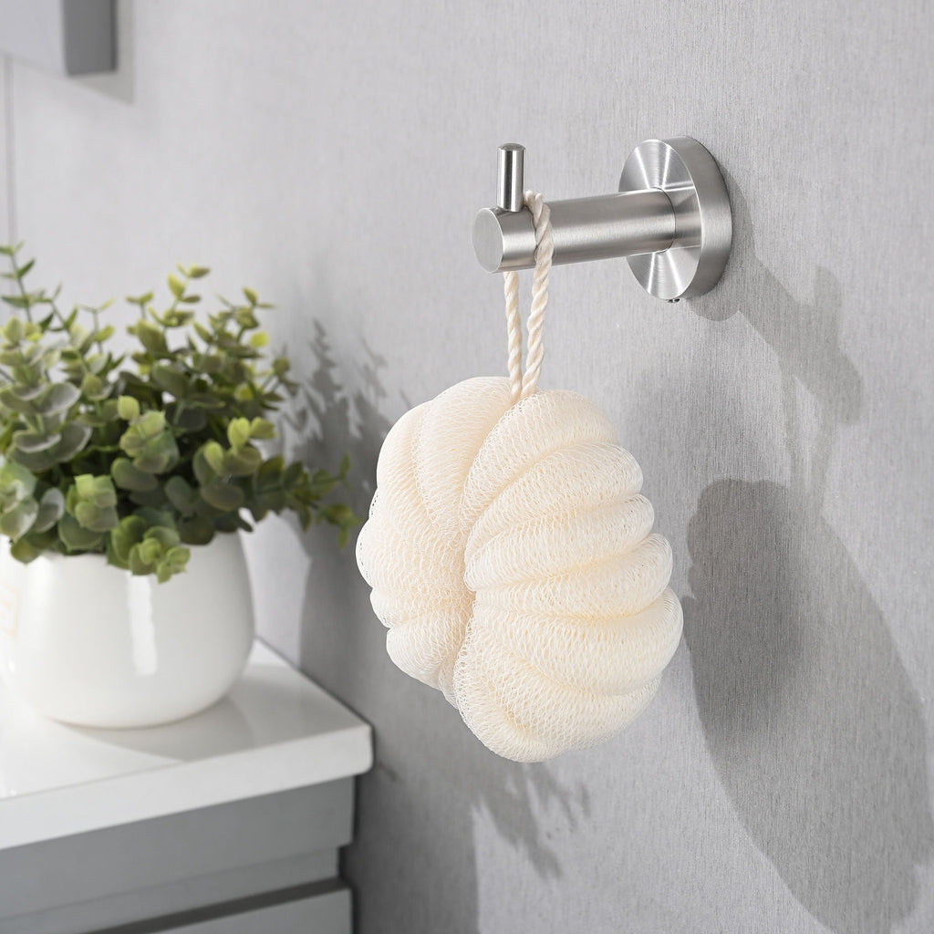 Bathroom Set 4 Pack With Towel Bar Racks, Toilet Paper Holder, Ring, Hook, Stainless Steel - Brushed Nickel