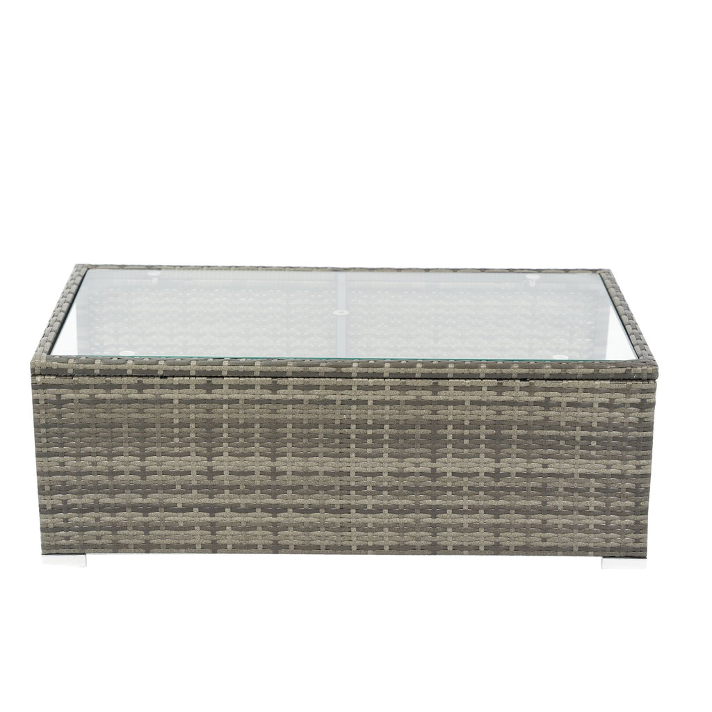 8 Piece Patio Sectional Wicker Rattan Outdoor Furniture Sof Set With One Storage Box Under Seat And Cushion Box - Gray / Black