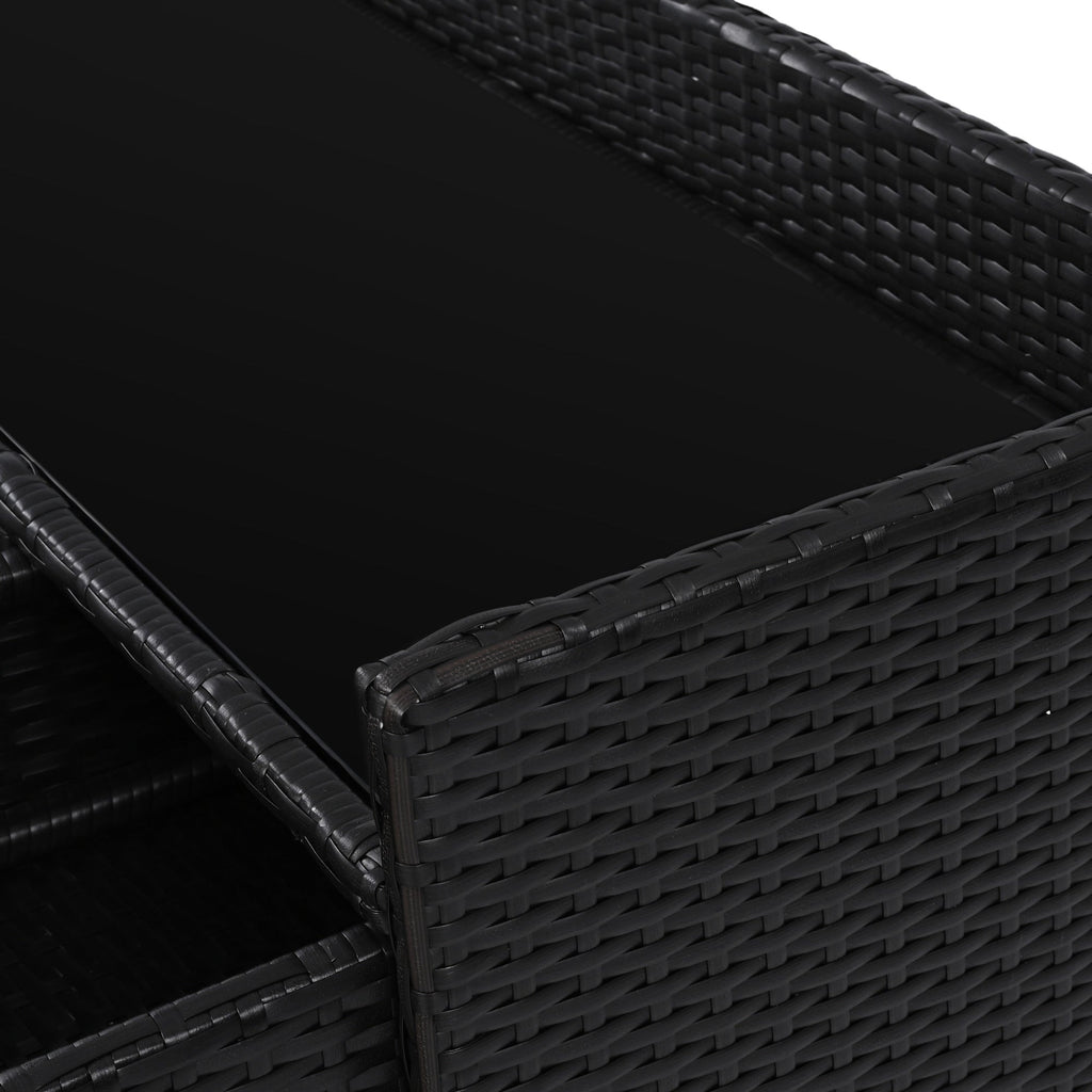 K&K 47.5"W Wicker Outdoor Storage Cabinet with Tempered Glass Top