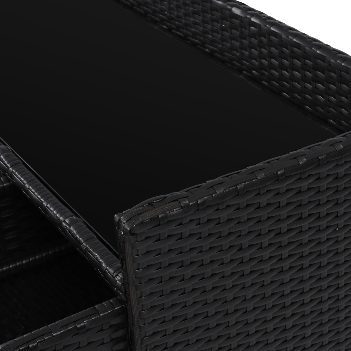 K&K 47.5"W Wicker Outdoor Storage Cabinet with Tempered Glass Top