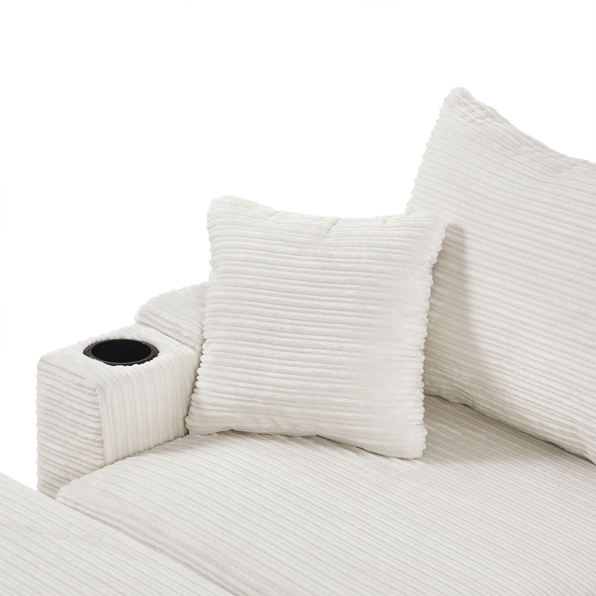 Modern Style Loveseat Sofa Sectional Sofa Couch With Storage Space, A Movable Ottoman, Two USB Ports, Two Cup Holders, A Phone Holder For Living Room