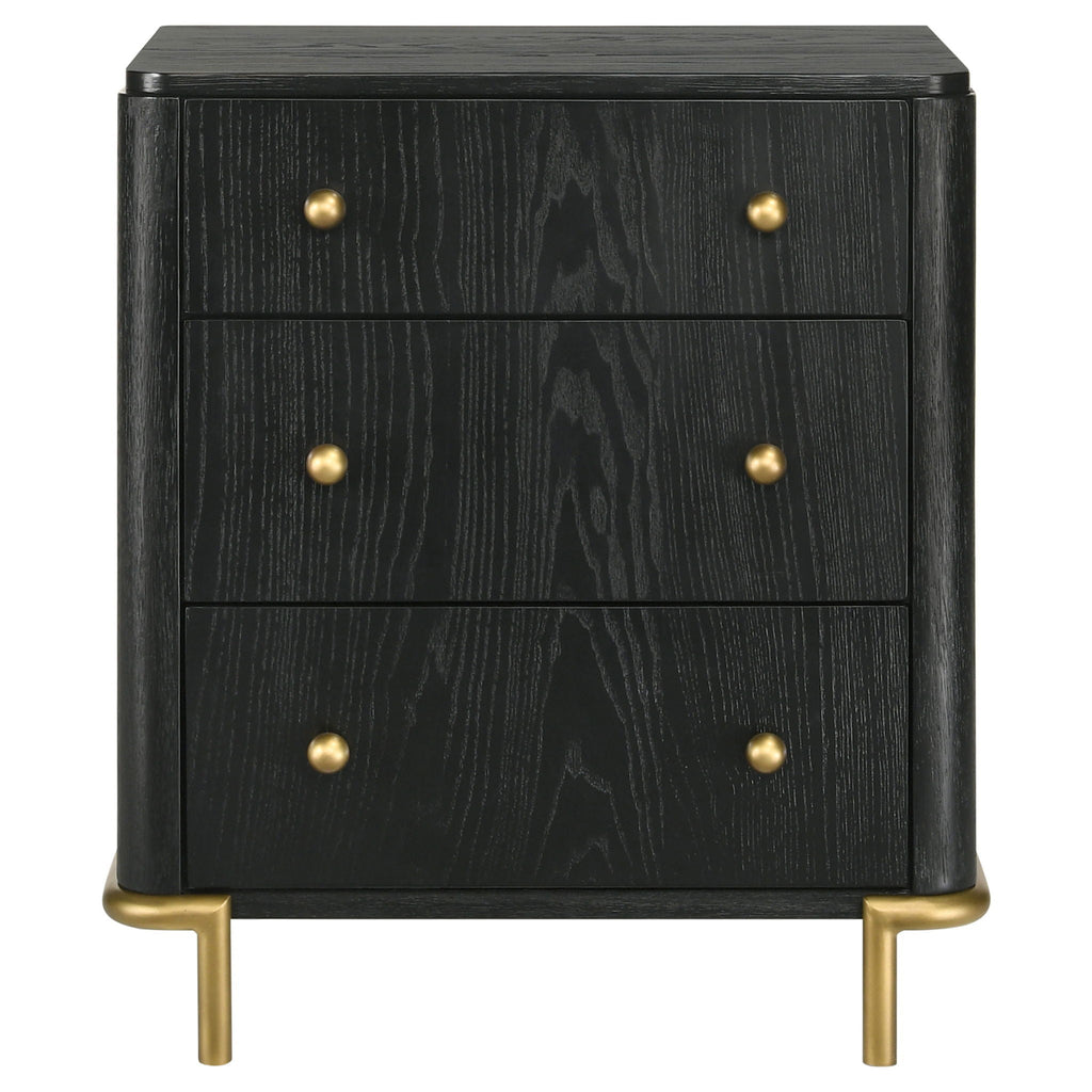 Anser - 3 Drawer Nightstand - Black