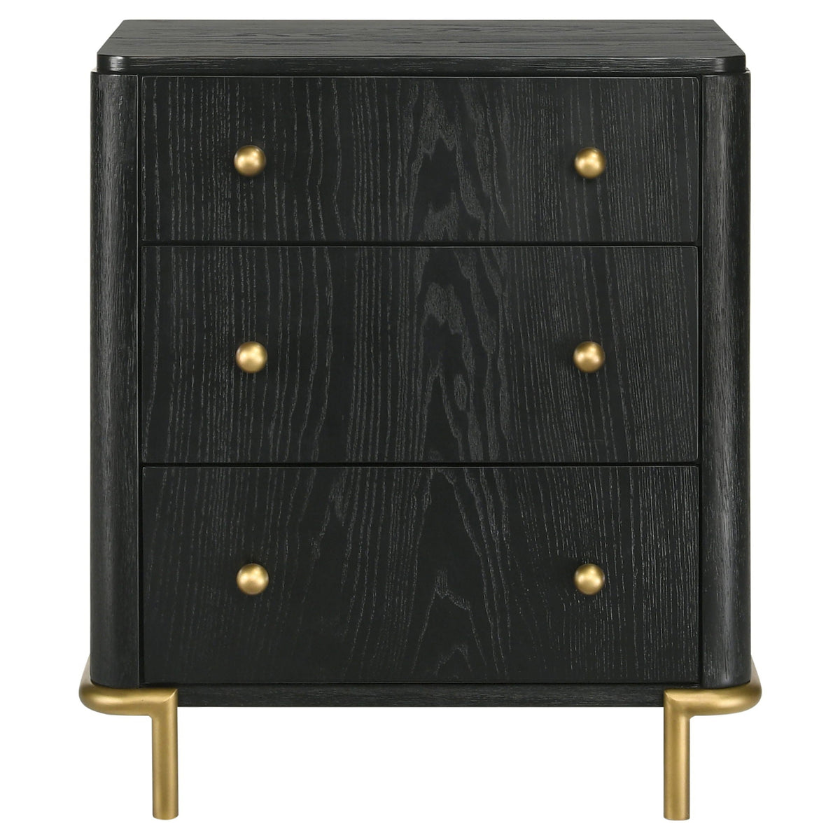 Anser - 3 Drawer Nightstand - Black
