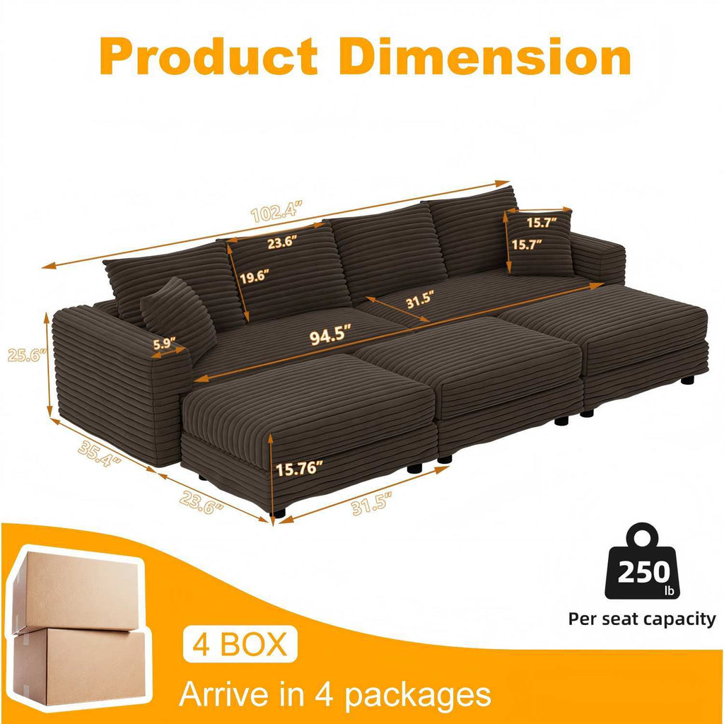 Modern Comfy Upholstered Sofa Cloud Couch & Deep Seat Couches