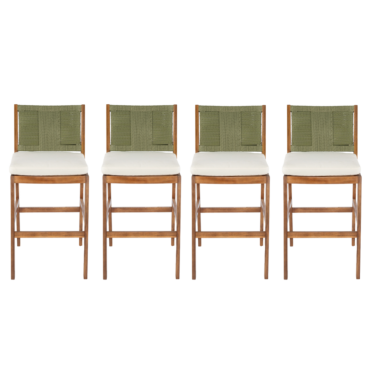 4 Pieces Arly Green Outdoor Bar Stool Set