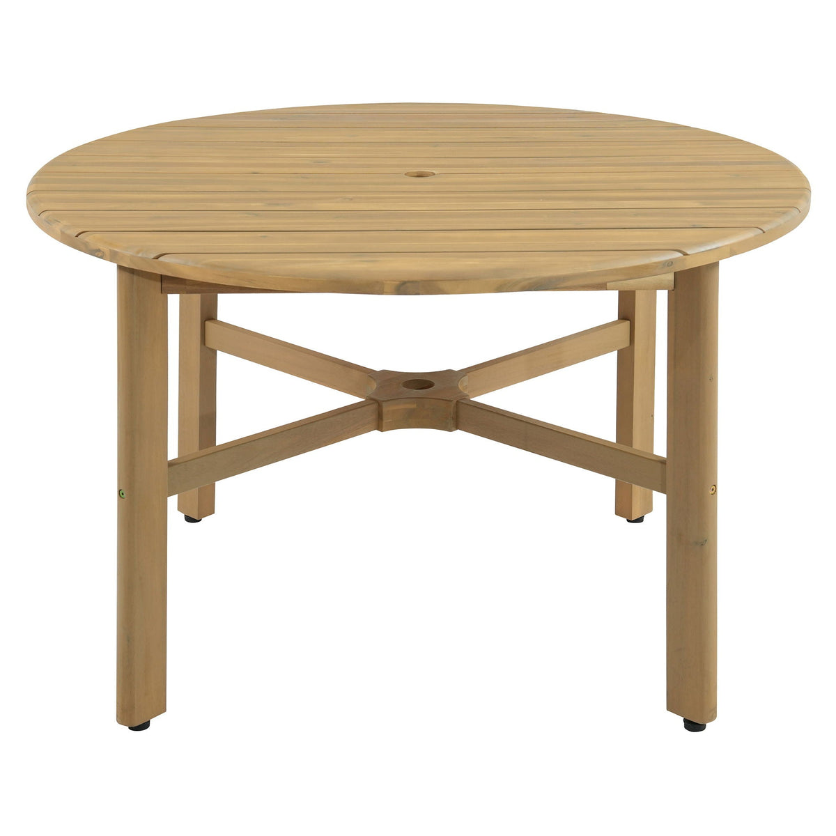 5 Piece Round Patio Table & Cushioned Armrest Chairs, Outdoor Dining Set With Umbrella Hole