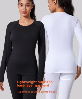 Autumn And Winter New Fleece-lined Thermal Underwear Set For Women