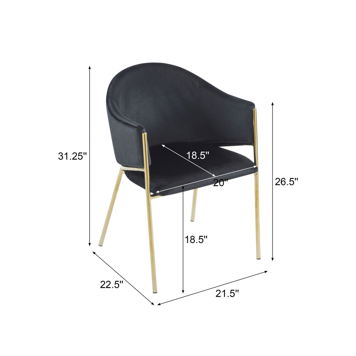 Modern Upholstered Dining Chair With Plush Velvet and Metal Frame