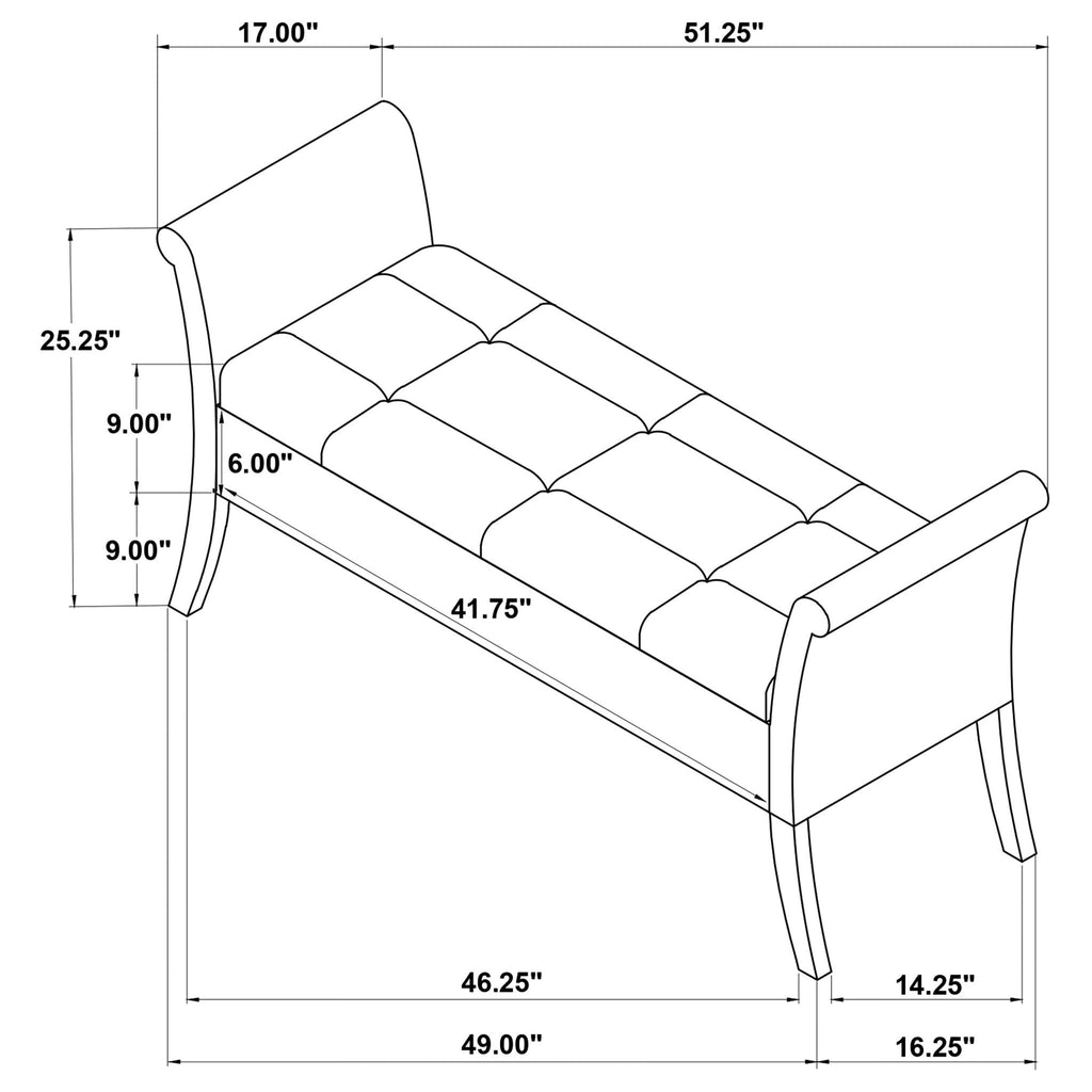 Pasley - Rolled Arm Storage Bench