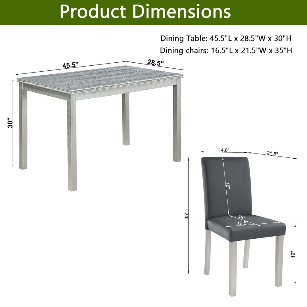 Dining Table Set, Table With A Rectangular Table And Upholstered Chairs