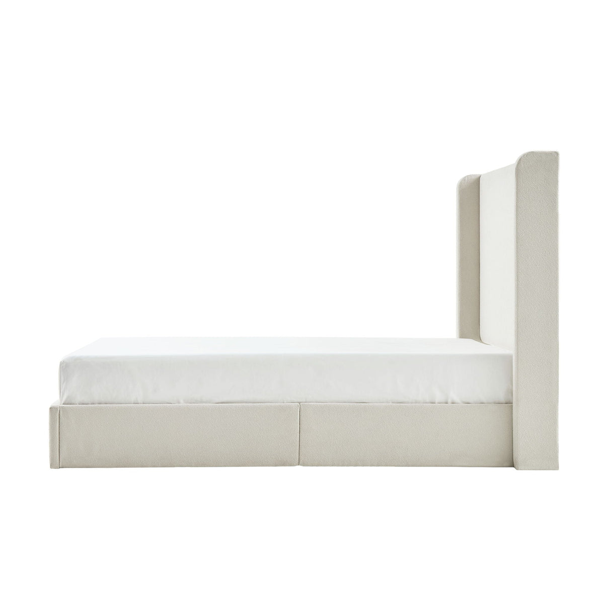 Carmen - King Size Upholstered Wingback Bed - Ivory