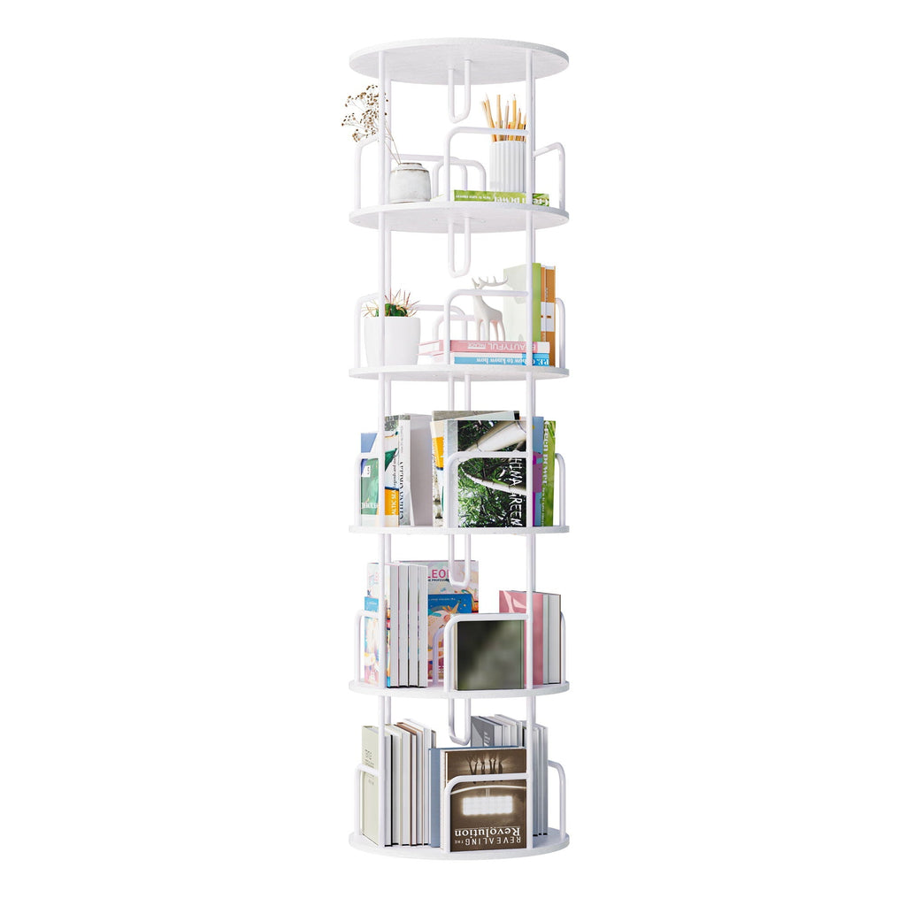 Rotating Bookshelf Tower 5 Tier Spinning 360 Degree Revolving Storage Shelf