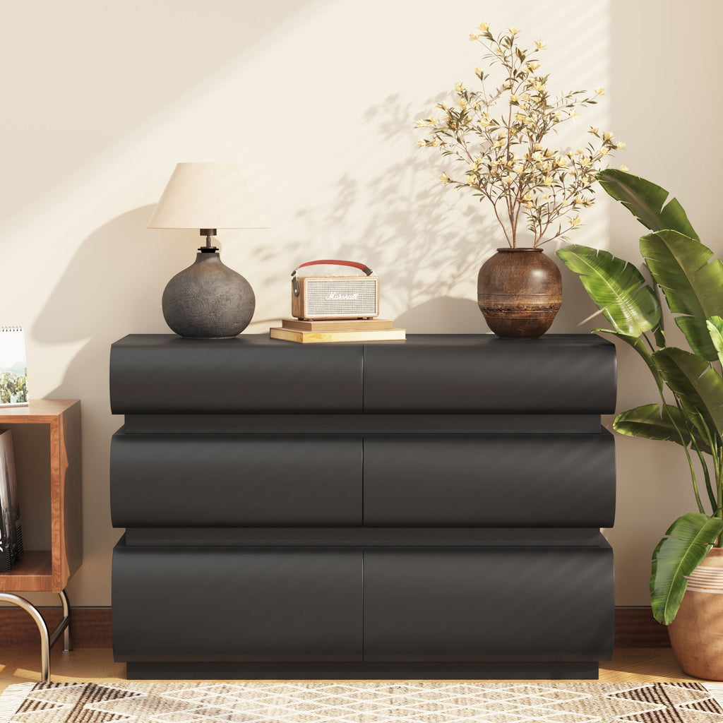 Minimalist Modern 6 Drawer Dresser, Handle Free Design With Wide Storage