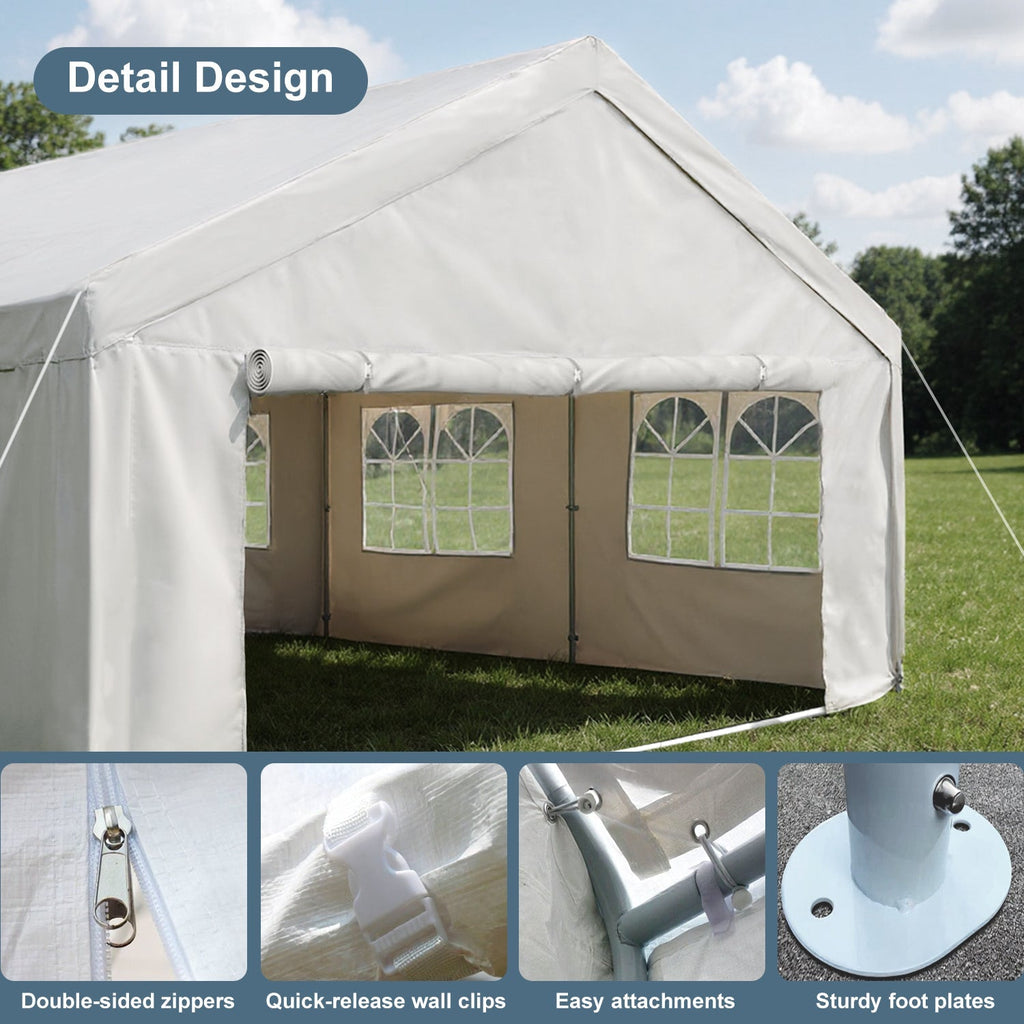 20'x40' Carport Car Canopy Party Tent with Removable Sidewalls