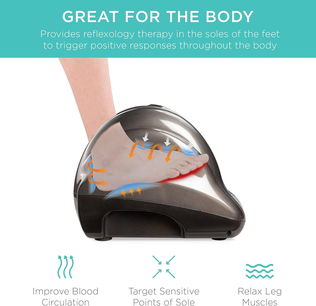 Shiatsu Foot Massager for Pain Relief, Plantar Fasciitis, Neuropathy, Blood Circulation, Remote Control W/Compact Design - Gray