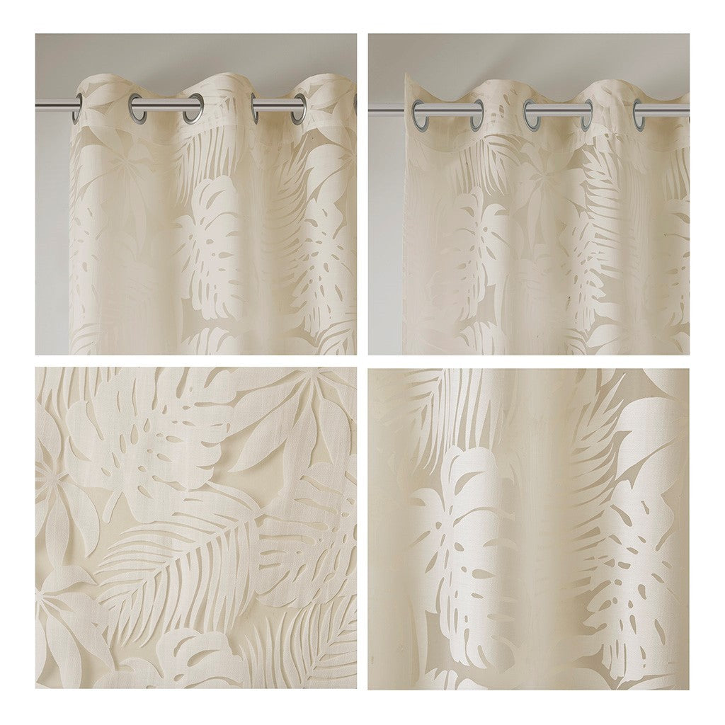 Palm Leaf Burnout Window Sheer Natural 50x84 Inches