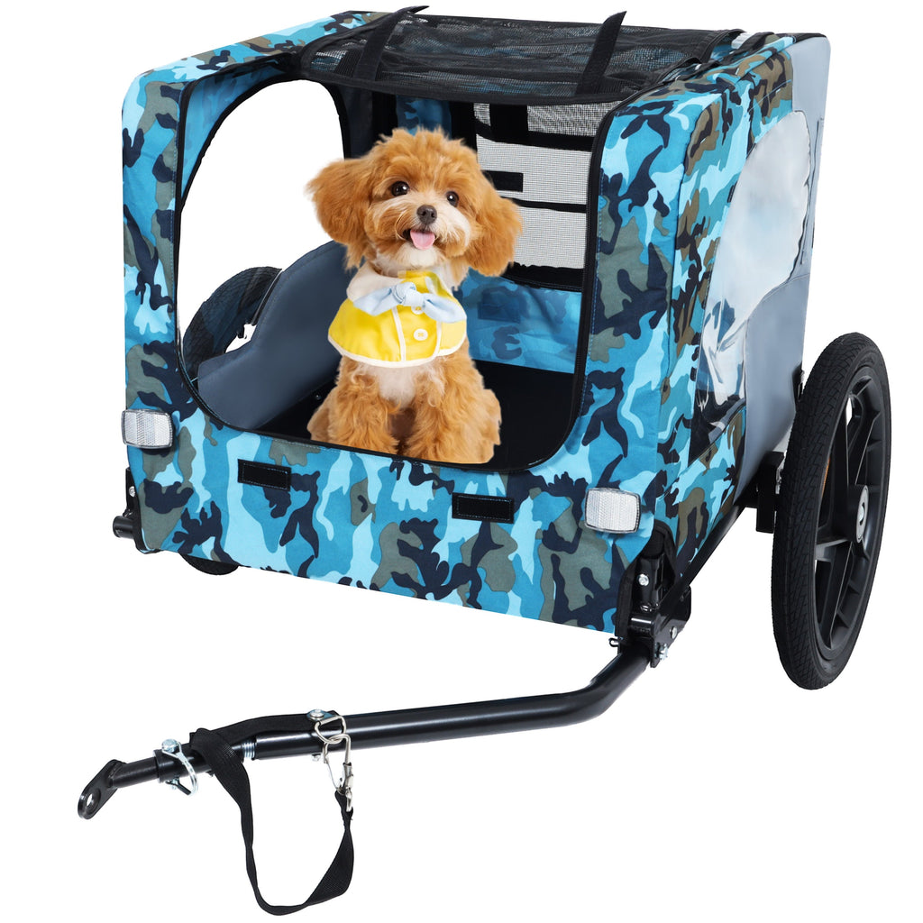 Outdoor Heavy Duty Collapsible Pet Bike Trailer with 16-Inch Wheels