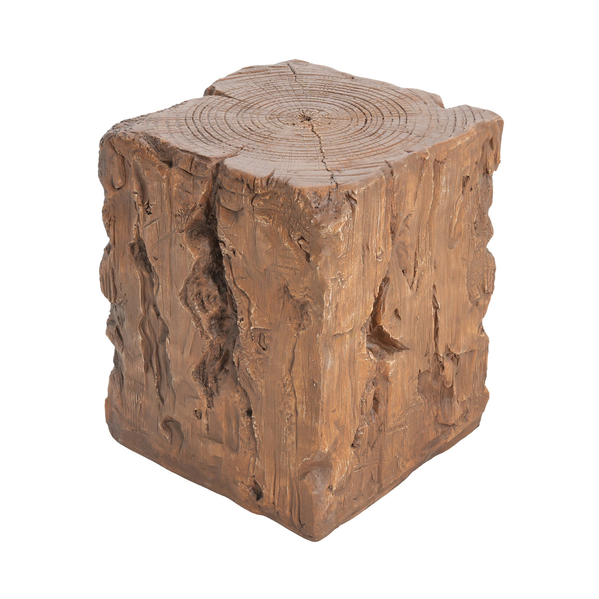 Amira Outdoor and Indoor Stump Shape MGO Side Table Brown Finish