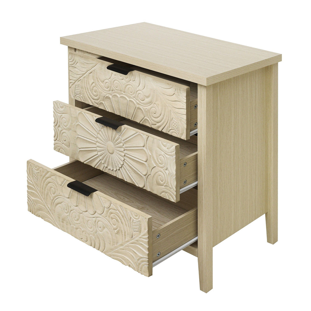 3 Drawer Cabinet - Natural Wood Finish