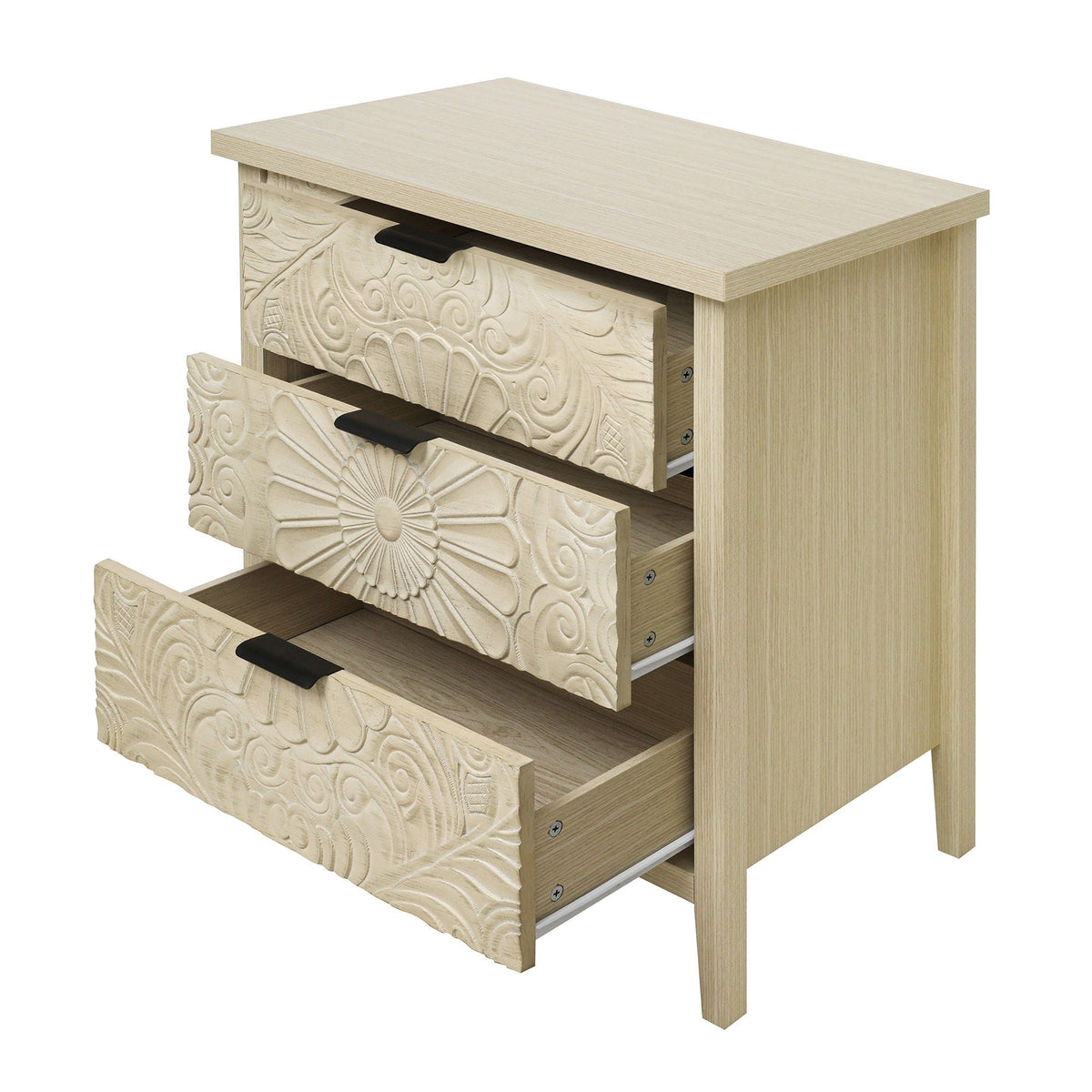 3 Drawer Cabinet - Natural Wood Finish