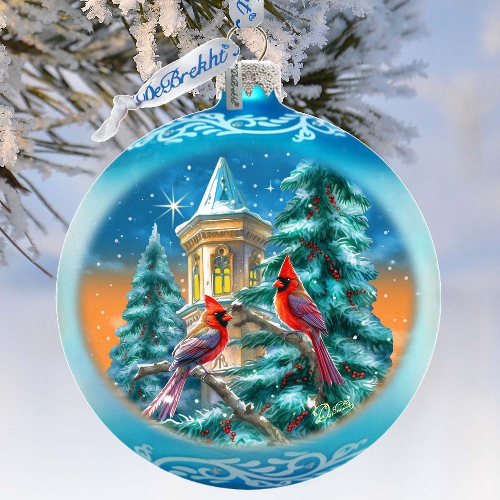 Cardinal Night Serenade Lg Glass Ornament by G.Debrekht Wildlife Holiday Décor - 73963