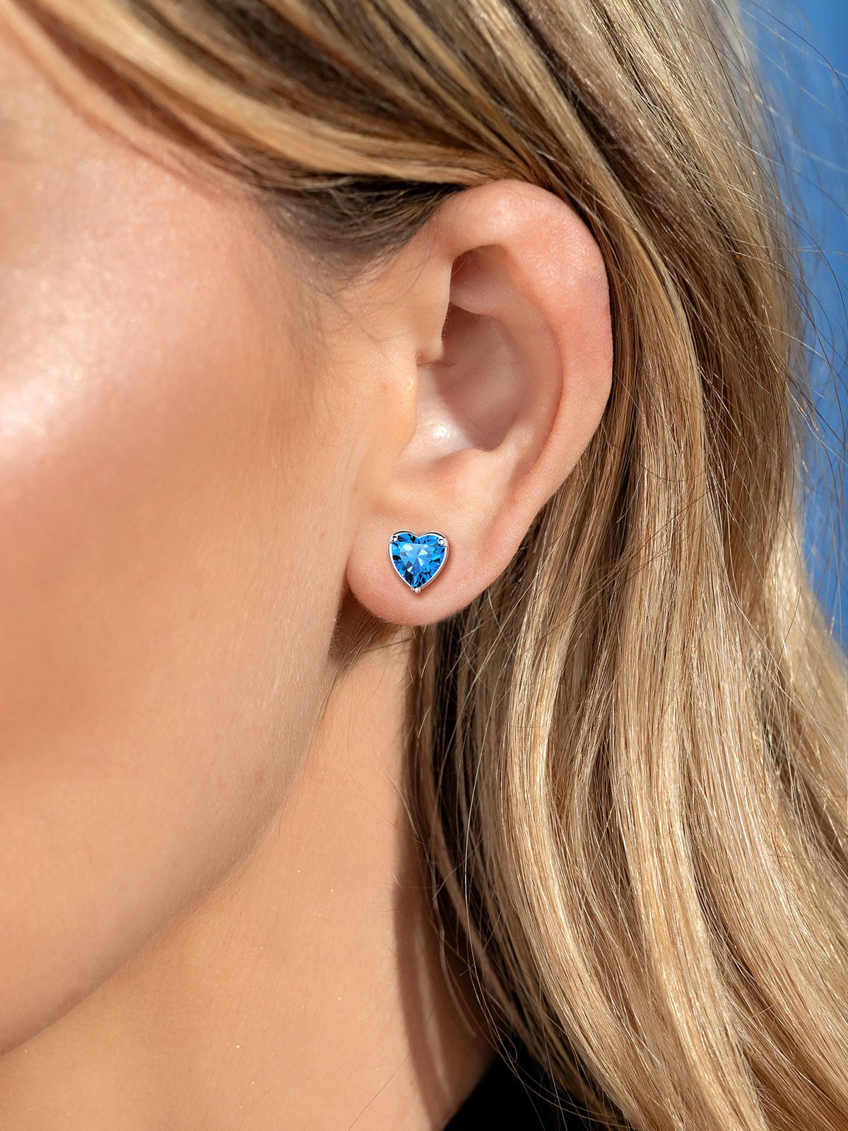 Silver Earrings for Women 925 Sterling Silver Heart Birthstone Stud Earrings Birthday Jewelry Gift