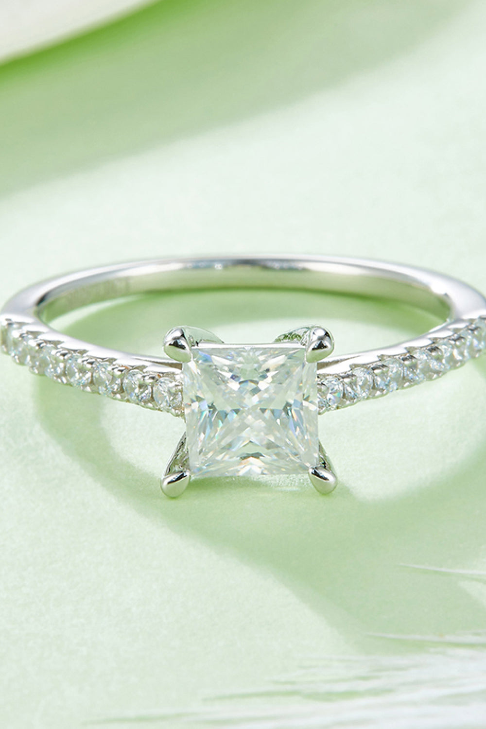1.21 Carat Princess-Cut Sparkala™ Side Stone Ring (Platinum Over Pure Sterling Silver)
