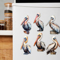 Pelicans Decorative Eco Wood Magnets Set of 6 by G. Debrekht - Coastal Decor - 8090014G-S6