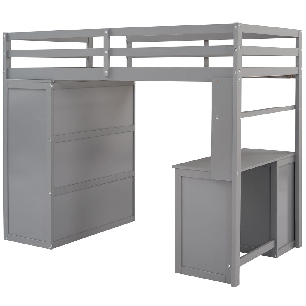 Loft Bed With Drawers, Desk, And Wardrobe