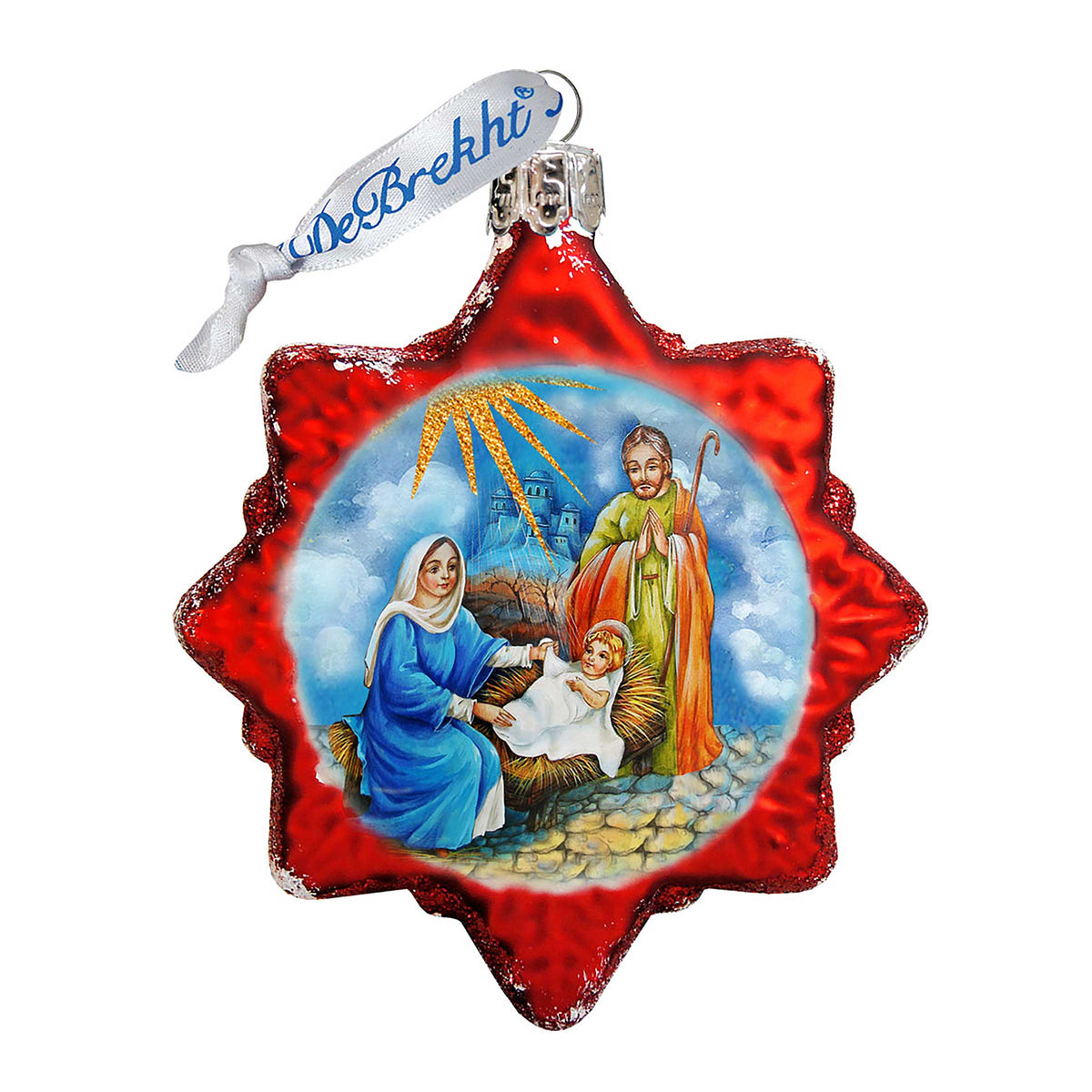 Nativity Snowflake Mercury Glass Ornament by G. DeBrekht - Nativity Holiday Decor - 772018